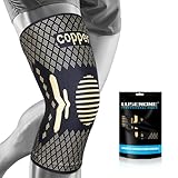 Lusenone Kupfer Kniebandage für Männer und Damen, Kompressionsbandage Kniebandagen für Knieschmerzen, Meniskus, Arthrose Knie, Knieorthese Rechts/Links, Beste Kniestütze für Sport, Joggen, Gym, L