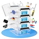 ATHLON TOOLS 4x 8.5 L Aufbewahrungsboxen mit Deckel, lebensmittelecht - Verschlussclips - 100% Neumaterial DIN A4 Plastik-Box transparent - Schuhboxen stapelbar