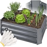 tectake® Hochbeet aus verzinktem Stahl, Frühbeet, Gewächshaus klein, Pflanzkasten, als Anzucht Kräuterbeet, Terrassen Deko, erhöhter Blumenkübel, Gewächshaus Balkon - 140l, 80 x 60 x 30 cm