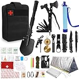 E EASTSTORM Notfall Ausrüstung Survival Kit mit Erste Hilfe Set,militär ausrüstung notfallset mit klappspaten wasserfilter Outdoor Multitool,Herren Geschenke für Moto
