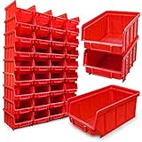 20x Stapelboxen Rot Größe 2 Werkstatt Garage Sichtlagerboxen 175x103x76mm Lagerboxen rote Sichtlagerkästen zur Kleinteile Aufbewahrung Stapelbox PP