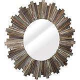 Melko Wandspiegel rund 90 cm Shabby Chic Spiegel Hängespiegel Flurspiegel