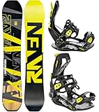 Raven Snowboard Set: Snowboard Barracuda Carbon Lime + Bindung Fastec FT360 (155cm + Bindung FT360 Lemon L)