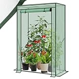Sekey Tomatengewächshaus 150x100x50 cm, Kleines Gewächshaus, Robustes Foliengewächshaus Tomaten Gewächshaus für Balkon - Stabil, Winterfest & Einfach zu montieren, Grün