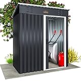 GARDEBRUK® Geräteschuppen 185x165x90cm 1,5m² Schiebetür 20kg Halter Handschuhe Belüftung rostfreies Metall Pultdach Anthrazit Gerätehaus Gartenhaus