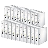 Original Falken 20er Pack PP-Color Kunststoff-Ordner. Made in Germany. 8 cm breit DIN A4 weiß Ringordner Vegan Aktenordner Briefordner Büroordner Plastikordner Schlitzordner