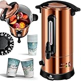 KESSER® Glühweinkessel 10L Edelstahl Inkl. 10x Becher Glühweinkocher mit Thermostat Glühweinautomat Heißgetränkeautomat Wasserkocher Heißwasserspender Einkochautomat Füllstandanzeige Zapfhahn