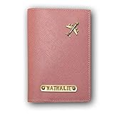 Nessis Manufactur Reisepasshülle personalisiert mit Namensgravur und Symbol, Namen, Reiseetui, Travelwallet, Dokumententasche, Ausweistasche (Altrosa)