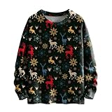 Generico Weihnachten Sweatshirt Damen 2024, Hässlicher Weihnachtspullover Damen Winter Casual Weihnachtspullover Damen Weich Ohne Kapuze Hässliche Tops Weihnachtssweatshirt Oversize Pullover Lustig,