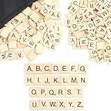 VEGCOO 200 Stück Holzbuchstaben, Scrabble-Buchstaben, A-Z, bewegliche Buchstaben mit Aufbewahrungstasche, Holzbuchstaben für Handarbeit, Lernen, Dekorieren