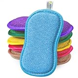 Surfela 6 Stück Spülschwamm Groß Putzschwamm Küchenschwamm Waschbar, 15×9×2cm Schwämme Küche, Spülschwamm Nachhaltig Mikrofaser Doppelseitenschwämme Topfreiniger für Geschirr, Küche, Bad, Glas