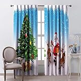 Flyerer Jingle Bells Vorhänge und Stangen-Set, einfach zu installieren, schützt Möbel, 96 x 96 cm, ideal für Wohnzimmer und Schlafzimmer