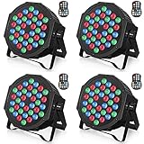 Wiederaufladbar LED par strahler,U`King 36 LED Fernbedienung Batteriebetriebenes Uplighting mit RGB 36W DMX Bühnenbeleuchtung für Hochzeit DJ Disco Events Indoor Outdoor Tanzparty Kirche Live (4 PCS)