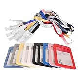 RiToEasysports 10 Stück Kunststoff-Ausweishalter, Einfacher Stil, Abgerundete Ecken, Schlüsselband für Firmenschule (Vertikal)