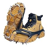 gelpretty Schuhe Spikes Anti Rutsch, Steigeisen für Bergschuhe, Schuhspikes mit 19 Edelstahl Zähne Spikes, Anti-Rutsch Schuhspikes für Mann Frau Fit für Wandern Trail Running Trekking, Schwarz(M)