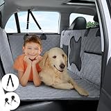 Rengue Hundedecke Auto Rückbank Wasserdicht Kratzfest Autoschondecke Hund, Hundesitz Auto Rückbank mit Harte Unterseite, Netzfenster, und Aufbewahrungstasche, Universal Rückbank Schutz Verbreitert