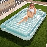 Sloosh 85' x 57'/2.1 x 1.4m aufblasbarer Sonnenpool Tanning Pool, Luftmatratzte Pool, Sonnenbad mit abnehmbarem Kissen,Luftmatratze Wasser für Erwachsene, Sommerspaß, Wasserparty-Cyan