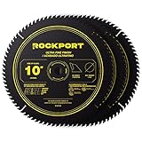 ROCKPORT Tischsägeblätter, 25,4 cm, 80 Zähne, (3 Stück), 25,4 cm Tischsägeblätter und 25,4 cm Gehrungssägeblätter, 1,6 cm Dorn, Mehrzweck-Kreissägeblatt mit Hartmetallspitze für ultrafeines Schneiden