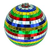 SATISFIRE Spiegelkugel 15cm - Mehrfarbig - Diskokugel Echtglas - 10x10mm Spiegel - Profi Serie