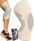 Physix Gear Kniebandage, Kompressionsbandage, Alternative zur Knieschiene, für Damen und Herren, Kniebandage, Krafttraining, Knieschoner (M-Schwarz & Beige, 1 Stück)