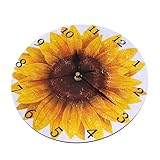 TOYANDONA Sunflower Wanduhr Rund aus Holz Batteriebetrieben Leise Dekorative Küchenuhr Wohnzimmeruhr Badezimmeruhr Einfache Wandmontage ohne Batterie