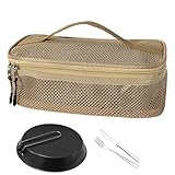 Camping-Kochgeschirr-Tasche, tragbare Küchenutensilien-Tasche | große Netztasche für Campingutensilien, Picknick, Grillen, Reisen, Abenteuer, Urlaub, , Klettern, khaki, Refer to description