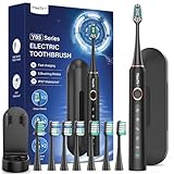 Elektrische Zahnbürste für Erwachsene und Kinder - Schallzahnbürste, Electric Toothbrush mit 8 Bürstenköpfen, 90 Tagen Akkulaufzeit, 5-Modi, 50000VPM, Reiseetui, Timer (Schwarz)