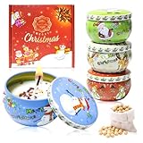 Allony Duftkerzen Set Weihnachten, 4 Stück Weihnachtskerzen Duft, Weihnachtskerzen Kerzen Weihnachtsmotive, Duftkerzen Weihnachten Geschenkset, Duftkerze Weihnachten,Weihnachten,Valentinstag,Muttertag