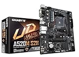 GIGABYTE A520M S2H Mainboard - Unterstützt AMD Ryzen 5000 Serie AM4 CPUs, 4+3 Phasen reines digitales VRM, bis zu 5100MHz DDR4 (OC), PCIe 3.0 x4 M.2, GbE LAN, USB 3.2 Gen 1