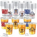 M AMFEOV Cowboy-Party-Dekorationen, Kunststoffbecher, 473 ml, Western-Party-Dekorationen, Einweg-Bierbecher für Western-Rodeo-Themenpartys, 60 Stück