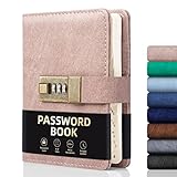 WEMATE Passwortbuch mit Schloss, Passwortbuch mit alphabetischen Registern, 600+ Passwortplatz, Logbuch mit Schloss