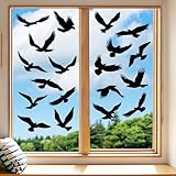 Moxled 20 Fensteraufkleber Vogelschutz, Fenstersticker Vogelaufkleber für Fensterscheiben Schwarz, Wiederverwendbar Statisch Haftende PVC Vogelschutz Aufkleber Fenster Fensterbilder Selbstklebend