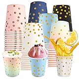 Coztie Pappbecher Gold Dot, 60 Stück Punktebecher, Einweg mit Gold Dot Partybecher, 250ml Disposable Paper Cups für Weihnachten Hochzeit Party Tee Heißen Kalten Getränken