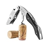 Benkia Kellnermesser mit Griff in schwarz inkl. Wein-Ratgeber Ebook - Profi Korkenzieher aus Edelstahl in Gastronomie Qualität mit Flaschenöffner, Folienschneider
