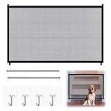 Treppenschutzgitter Ausziehbar, Türschutzgitter Ohne Bohren Kindersicherung, Hundeschutzgitter Rollo für Treppen, Türen, Flure und Küchen im Innenbereich (110x78 cm)