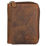 ALMADIH Leder Portemonnaie RFID-Schutz mit 17 Kartenfächer und Reißverschluss in Geschenkbox P2H-RV bv - Herren Geldbörse Damen Geldbeutel Brieftasche braun (P2H-RV Vintage)