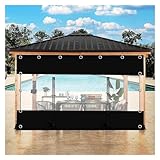 Pergola-Seitenwände, anpassbar, wasserfest, transparente PVC-Planenvorhänge mit Reißverschluss, Ösen, Regenschutz, Abdeckfolie für den Außenbereich, 360 x 200 cm