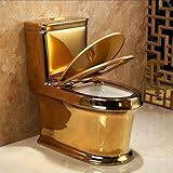 Gold Toliet, Toliet Schüssel mit Komfortsitz, Toiletten für Badezimmer, einteilige Toilette, längliche Toilette mit Komforthöhe, Dual Flush Toliet