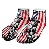 FJQWKLF Dirt Bike USA Flagge Motocross Biker Herren Knöchelsocken Damen Low Cut Crew Socken für sportliches Laufen Einheitsgröße