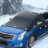 Frontscheibenabdeckung Scheibenabdeckung Auto Winter ,windschutzscheibe 10 Magnet & 6 Riemen, Türgriffe abdecken, autoabdeckung Für Die Gegen,Schnee,EIS,Frost,Größe für SUV/Auto Groß Oder KleinSchwarz