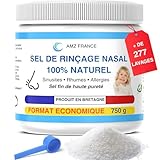 AMZ FRANCE Nasenspülsalz, 750 g, hergestellt in der Bretagne, Premium-Qualität, 100 % natürlich, Salin-Nasallösung, physiologisches Serum Nacl 0,9 % – Baby Kinder Erwachsene – Nasenspülung