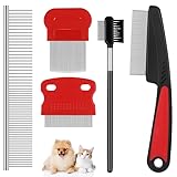 Thursday April 5 Stück Tränen Fleck Entferner Doppelseitiger Hunde Augen Kamm Bürste Flohkämme Haustierpflege Mehrzweck Werkzeug für Katzen und Hunde Pflegekamm