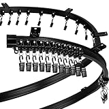 Jetec Gebogene Decke Vorhangschiene Biegsame Halterung für Vorhangschiene Etagenbett Erkerfenster Raumteiler Flexibel Gerade (Schwarz, 2 m/ 6,6 Ft)