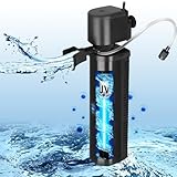Tararium Aquarium Filter für 150-560 Liter Becken, Anti Algen U-V Klärer Innenfilter Tauchpumpe 1500L/h Kristallklar Algenvernichter Wasserpumpe für Süß- und Salzwasser Aquarien