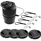 CamKix Set mit 4 Objektivdeckeln mit Schnappverschluss für DSLR-Kameras inkl. Nikon, Canon, Sony, 4 Riemen, 1 CamKix Mikrofaserreinigungstuch (58 mm)