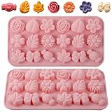 Silikonformen Gießformen 2 Stück Blume Silikon Seifen Form Silikonform in Blumenform Pralinenform Silikon Schmetterlings und Krawatten Silikonformen 3D DIY Silikonform Kerzen Gießen Formen Rose Blume