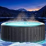 BRAST Whirlpool aufblasbar MSpa Aurora mit LED-Beleuchtung für 6 Personen Ø204x70cm In- Outdoor Pool 138 Massagedüsen Energiespar-Timer Heizung Bubble Wellness Massage