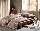 Bettwaesche-mit-Stil Mako Satin Paisley Bettwäsche orientalisch Hellbraun/Caramel 135x200 + 80x80 cm - 100% Baumwolle