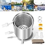 Tubiaz Brennholz Poolheizung, PoolHeizung Feuer,Edelstahl Poolheizung Feuertonne für Schwimmbäder,Poolofen mit 36-38mm Anschlüsse,Pool Heizungen mit Feuerfeste Matte und Tablett,Poolheizung Outdoor