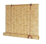 Bambus Rollo Jalousine Retro Bambusrollo 80 90 100 120 130 cm Breit Sonnenschutz Sichtschutz Schilf Vorhang Wetterfest Bambus Raffrollo Mit Hakenaufhängung Bambus Rollos Für Fenster/Balkon